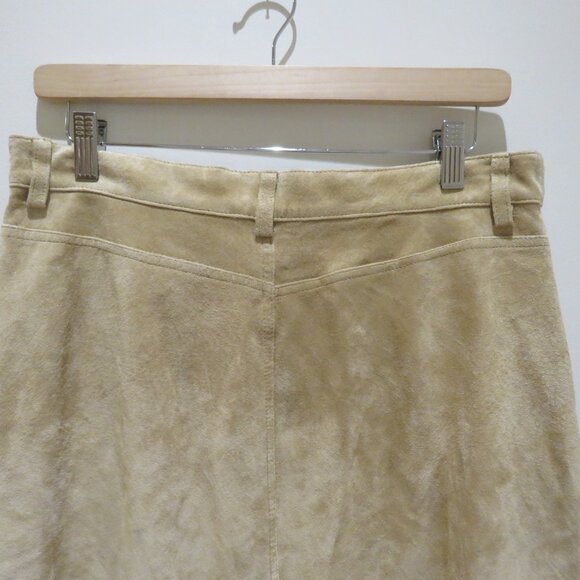 VINTAGE EDDIE BAUER Seattle Suede Washable Leather Midi Skirt Sz 10 Boho Granola - Picture 11 of 14